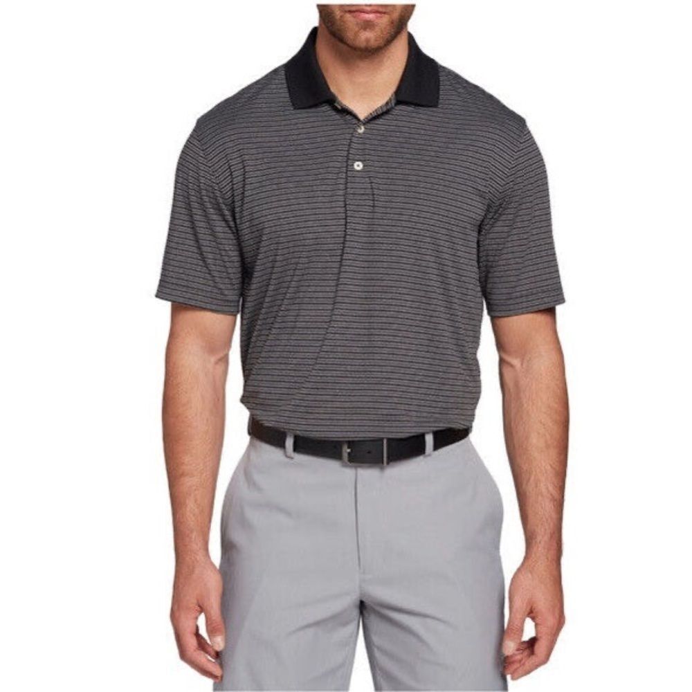 Walter Hagen Grey and Black Striped Polo Golf Shirt